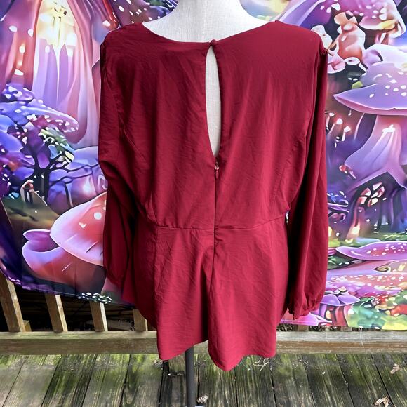 Torrid Red Long Sleeve Scoop Neck Blouse Plus Size 3 (3X) - Picture 5 of 5